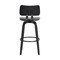 Armen Living Pico 26" Swivel Black Wood Counter Stool in Gray Faux Leather with Black Metal LCPIBABLKGRY26 - alternate 7